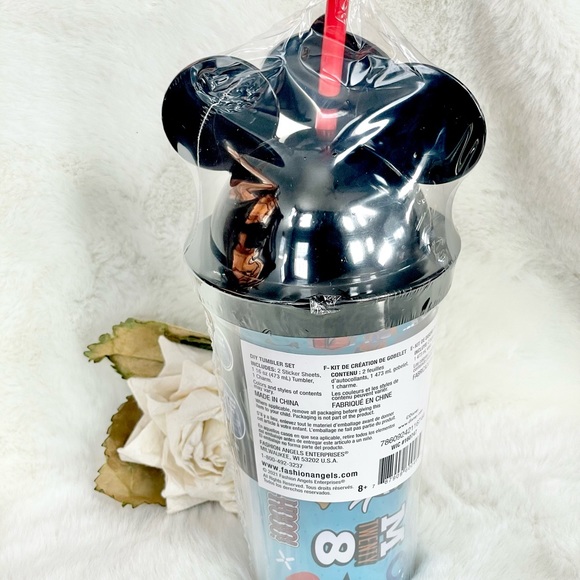 New with tags MICKEY MOUSE & FRIENDS TUMBLER & WATERPROOF STICKERS (100) & Straw - Picture 2 of 4